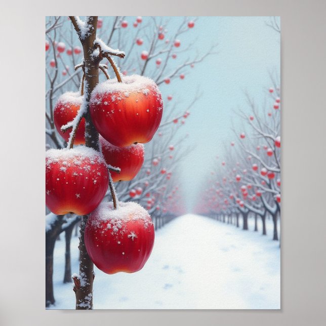 Red delicious apples and snow poster (Front)