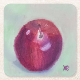 Red Delicious Square Paper Coaster
