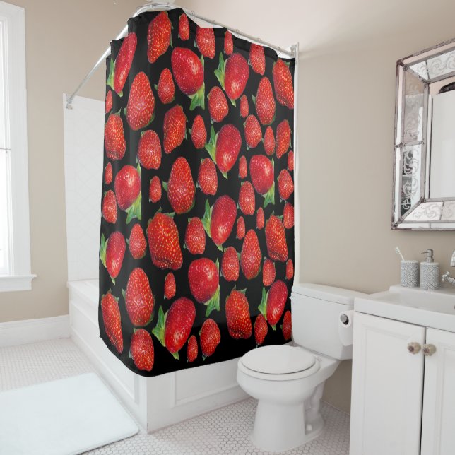 Red Delicious Strawberries,   Shower Curtain (In Situ)