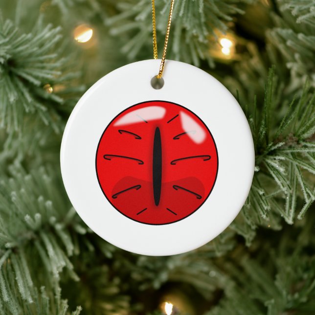 Red Demon Cat Eye Ceramic Ornament (Tree)