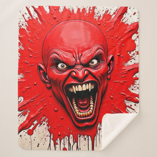 Red Demon Fury Art Sherpa Blanket