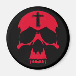 Red Demon Skull Gothic Graphic Design Magnet