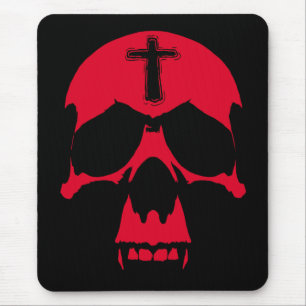 Red Demon Skull Gothic Graphic Design Mouse Mat