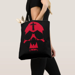 Red Demon Skull Gothic Graphic Design Tote Bag