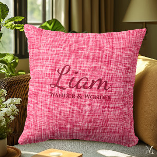 Red Denim Texture   Personalised Rustic Home Decor Cushion