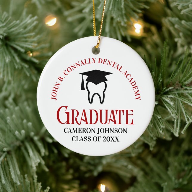 Red Dental School Custom Graduation Christmas Ceramic Tree Decoration (Tree)