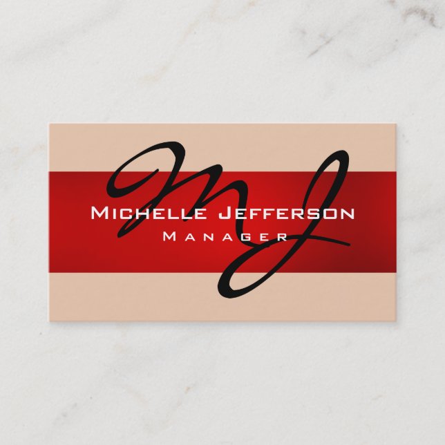 Red Desert Sand Manager Monogram Business Card (Front)