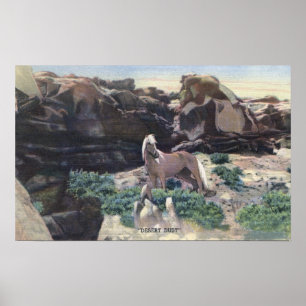 Red Desert, WY - Wild Palomino Stallion captured Poster