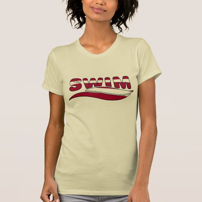 Red Design Ladies Swim T-Shirts (Front)