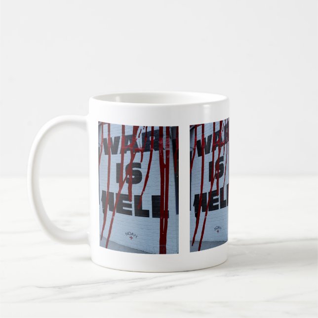 Red Design of Urban Expression War is Hell Coffee Mug (Left)