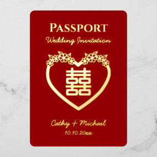 Red destination chinese wedding passport