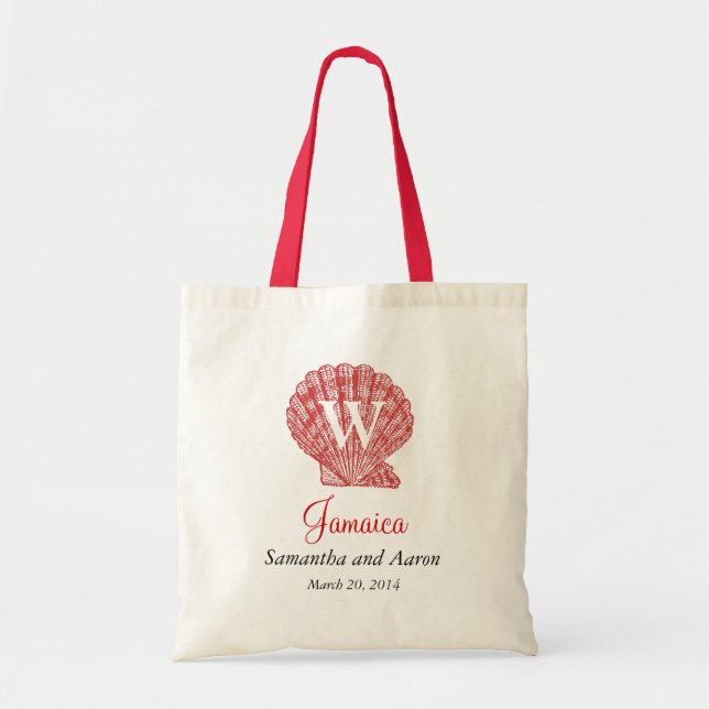 Red Destination Wedding Tote Bags Caribbean (Front)