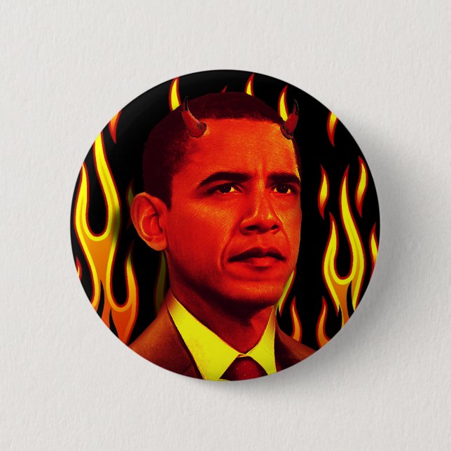 Red Devil Barack Obama The Anti-Christ 6 Cm Round Badge (Front)
