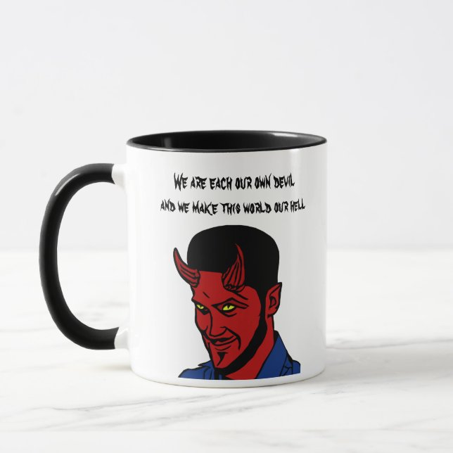 Red Devil Demon Man Lucifer Hell quotes Art Mug (Left)