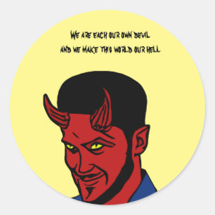 Red Devil Demon Man Lucifer Horror Goth Art Classic Round Sticker