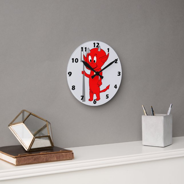 Red Devil Design Round Clock (Office)