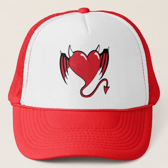 red devil heart trucker hat (Front)