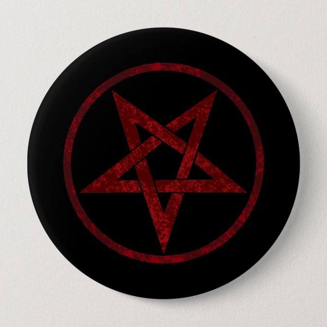 Red Devil Pentagram 10 Cm Round Badge (Front)