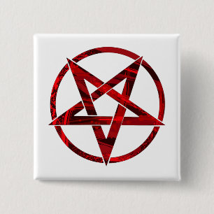 Red Devil Pentagram 15 Cm Square Badge