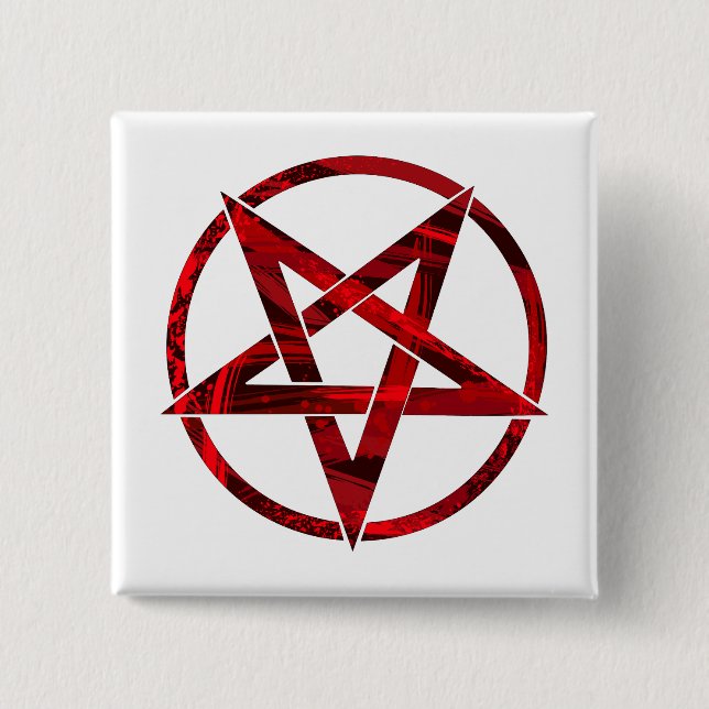 Red Devil Pentagram 15 Cm Square Badge (Front)
