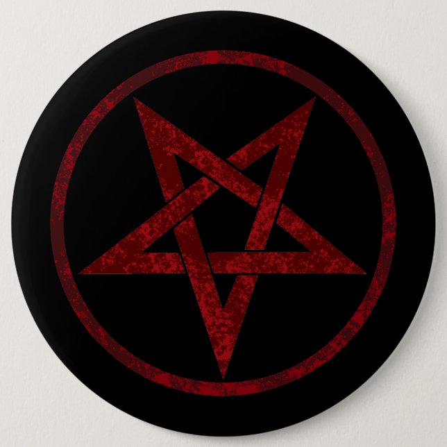 Red Devil Pentagram 6 Cm Round Badge (Front)