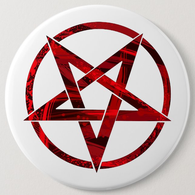 Red Devil Pentagram 6 Cm Round Badge (Front)