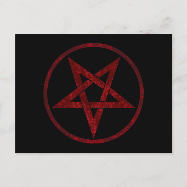 Red Devil Pentagram Announcement Postcard (Front)