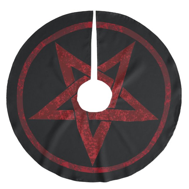 Red Devil Pentagram Brushed Polyester Tree Skirt (Front)