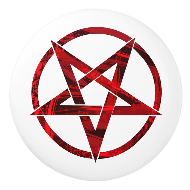 Red Devil Pentagram Ceramic Knob (Front)