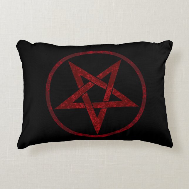 Red Devil Pentagram Decorative Cushion (Front)