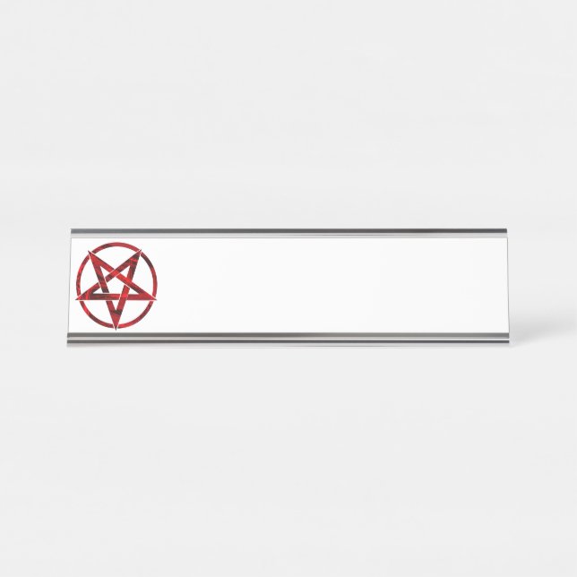 Red Devil Pentagram Desk Name Plate (Front)