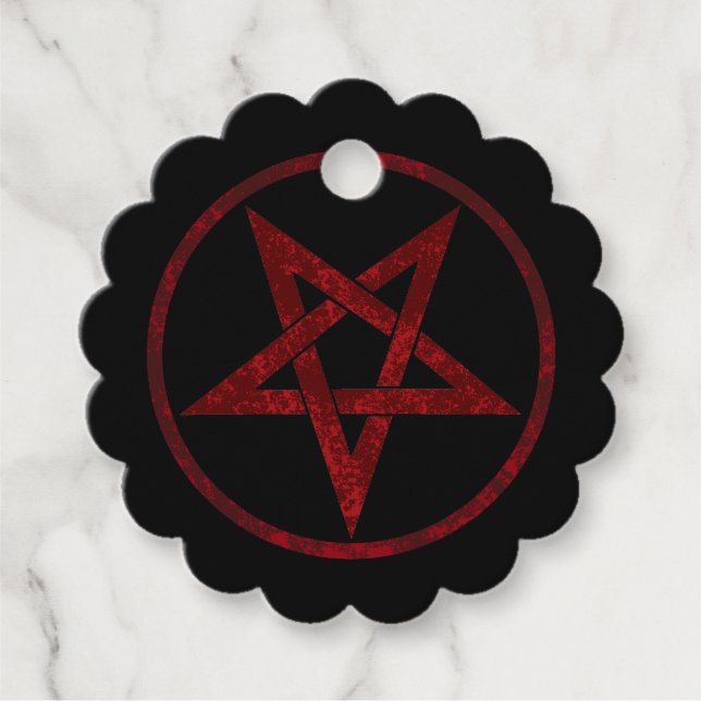 Red Devil Pentagram Favour Tags (Front)