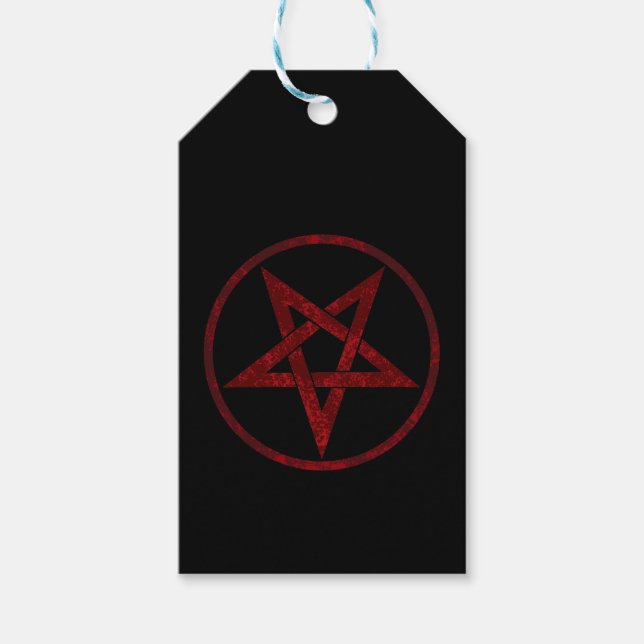 Red Devil Pentagram Gift Tags (Front)