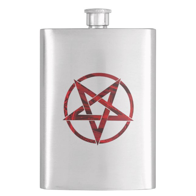Red Devil Pentagram Hip Flask (Front)
