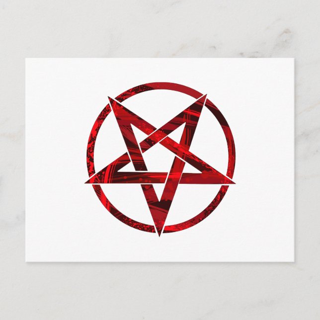 Red Devil Pentagram Holiday Postcard (Front)