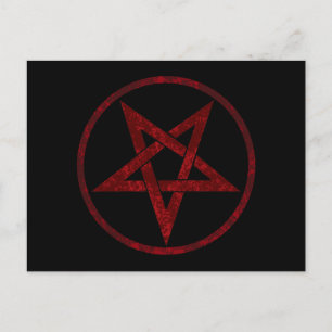 Red Devil Pentagram Holiday Postcard