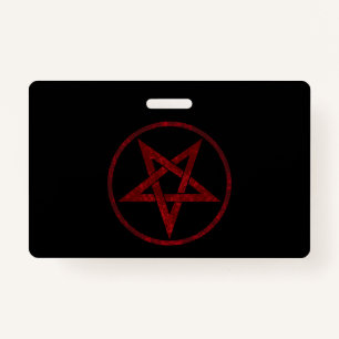 Red Devil Pentagram ID Badge