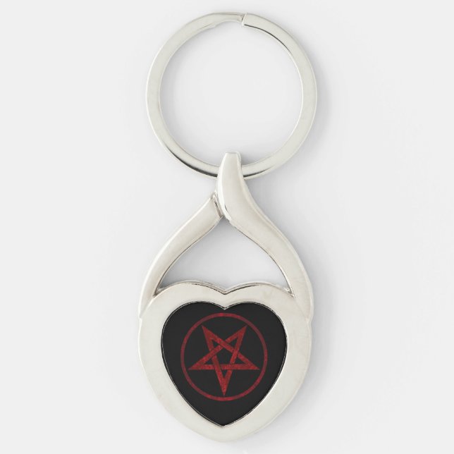 Red Devil Pentagram Key Ring (Front)