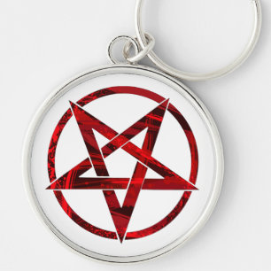 Red Devil Pentagram Key Ring