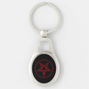Red Devil Pentagram Key Ring