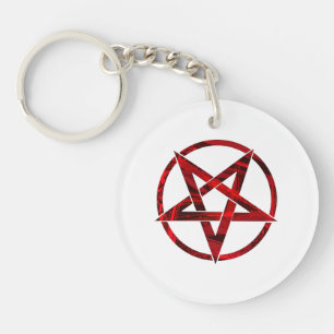 Red Devil Pentagram Key Ring