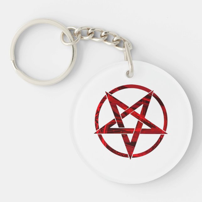 Red Devil Pentagram Key Ring (Front)