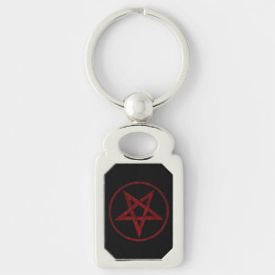 Red Devil Pentagram Key Ring