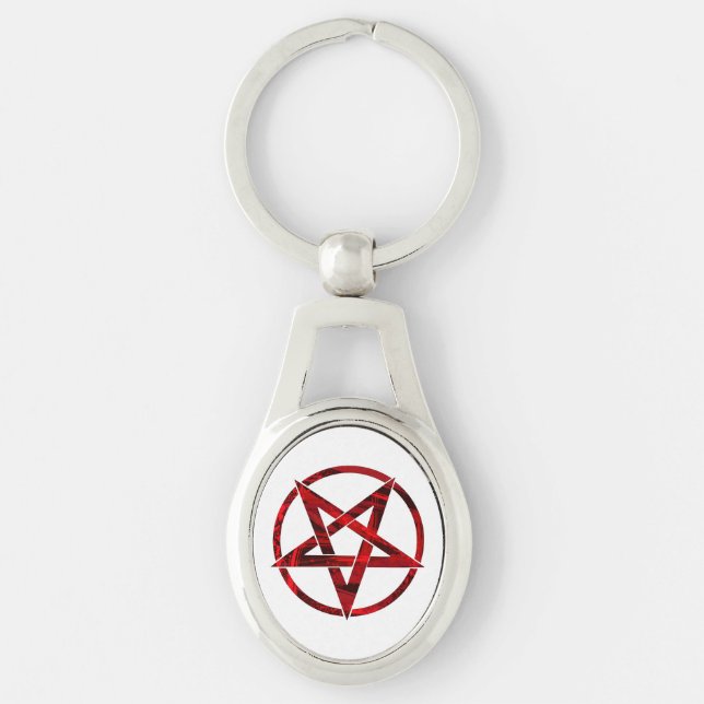 Red Devil Pentagram Key Ring (Front)