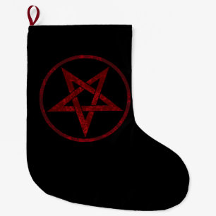 Red Devil Pentagram Large Christmas Stocking