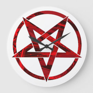 Red Devil Pentagram Large Clock