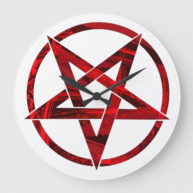 Red Devil Pentagram Large Clock (Front)