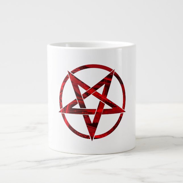 Red Devil Pentagram Large Coffee Mug (Front)