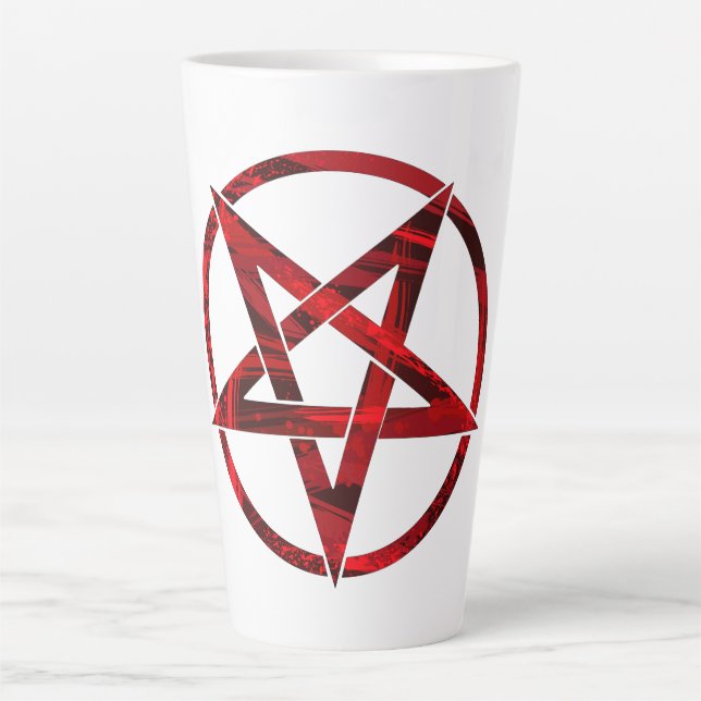 Red Devil Pentagram Latte Mug (Front)