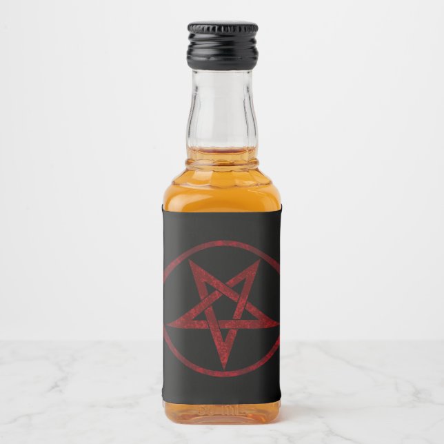 Red Devil Pentagram Liquor Bottle Label (Front)